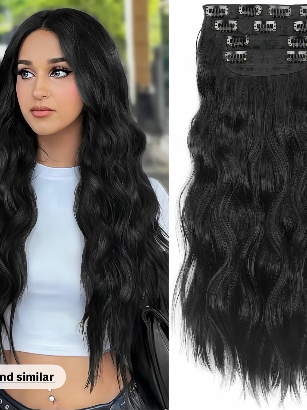 Clip-In Wavy Hair Extensions - Black